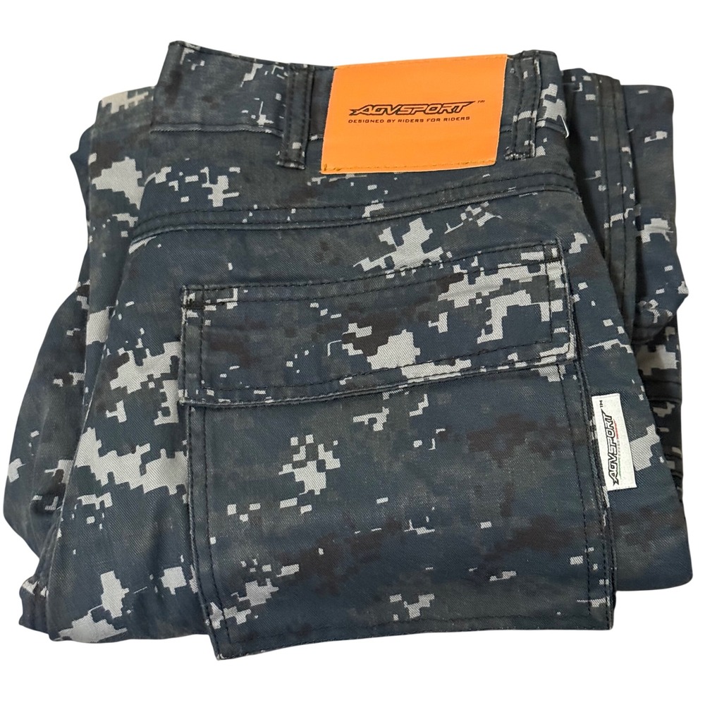 AGVSPORT Mens Kevlar Reinforced Motorcycle Riding Pants Digital Camo Blue 30x30